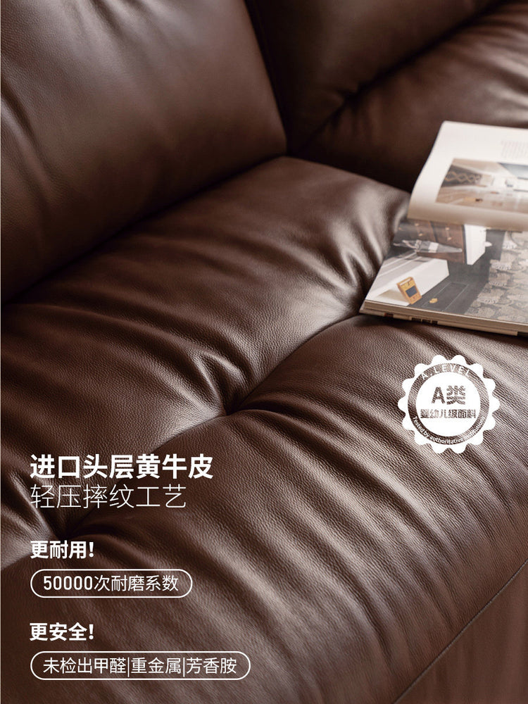 真皮沙发客厅美式复古高靠背小户型三人位沙发