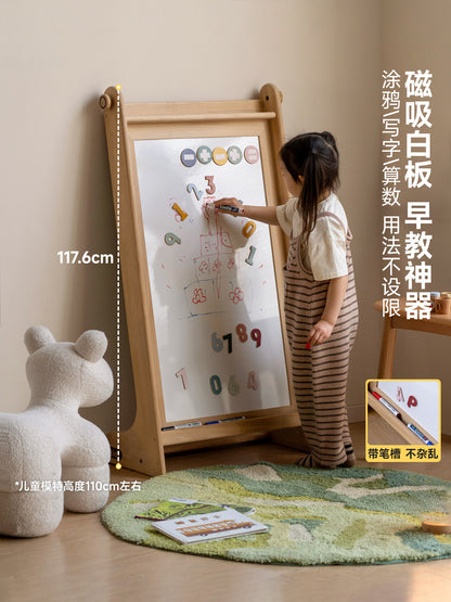 实木儿童书架落地绘本架宝宝收纳置物架写字涂鸦画板架