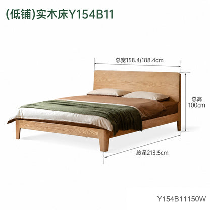 实木床现代简约卧室原木风橡木大板床小户型双人床