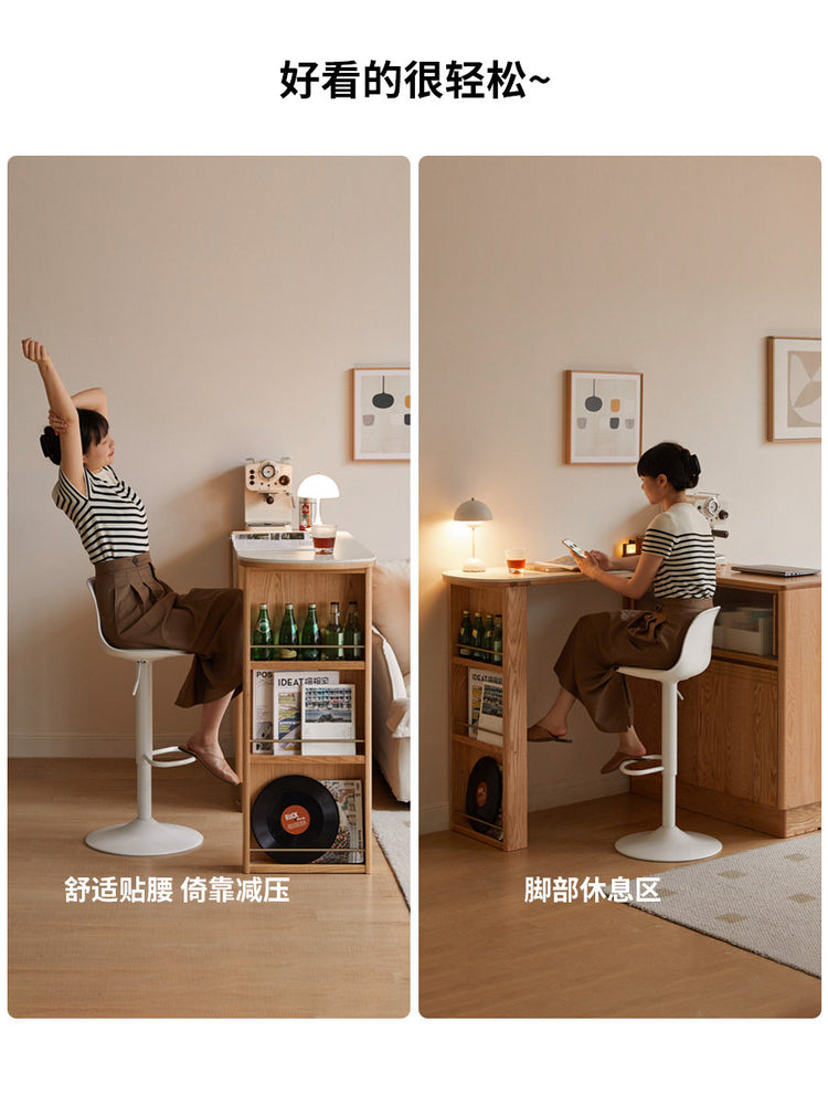 吧台椅餐厅现代简约旋转升降椅有机皮奶油风高脚椅