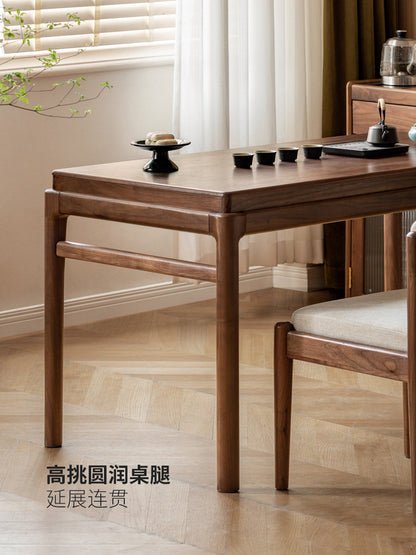 实木茶桌客厅新中式茶台餐桌两用黑胡桃木茶桌椅组合