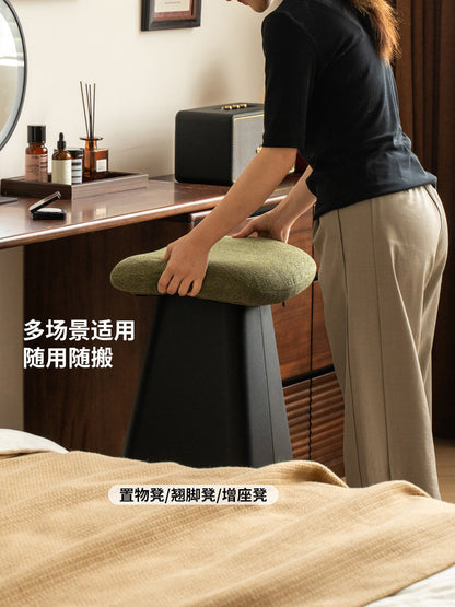 化妆椅卧室中古风梳妆凳马鞍形布艺软包凳换鞋沙发凳