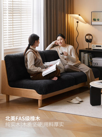实木客厅现代简约橡木直排沙发布艺可拆洗沙发