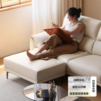 真皮沙发头层牛皮小户型奶油风白色三人位直排沙发