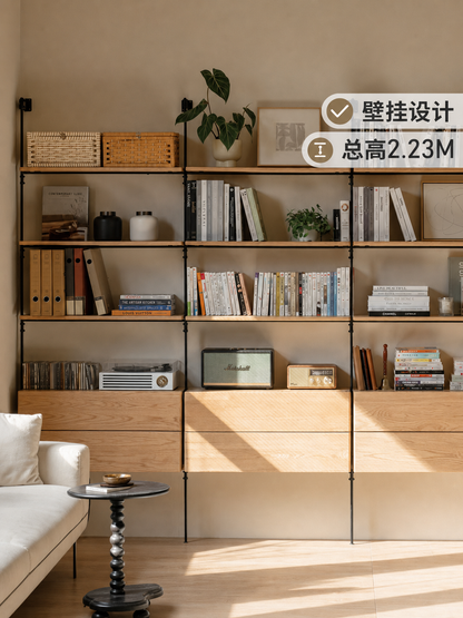 实木壁挂书架工业风书房多层置物架手办展示架收纳架