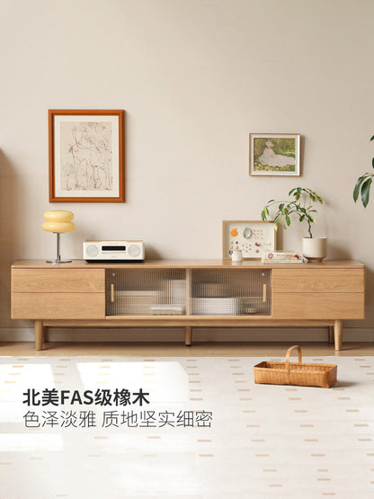 实木电视柜现代简约橡木客厅储物柜小户型原木地柜