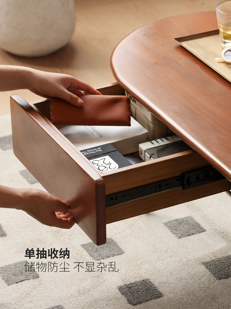 全实木中古茶几法式复古茶桌小户型客厅极简双层茶台