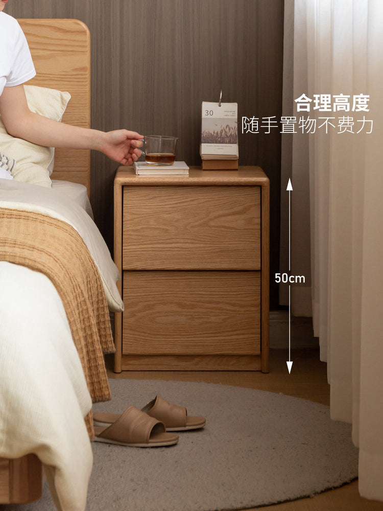 实木床头柜卧室简约原木风床边柜白蜡木抽屉储物柜