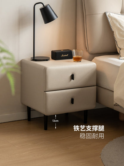 软包床头柜奶油风卧室床边柜简约白色床尾柜轻奢风储物柜