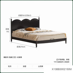 实木床法式中古大板床卧室黑色1米8大床1米5双人床