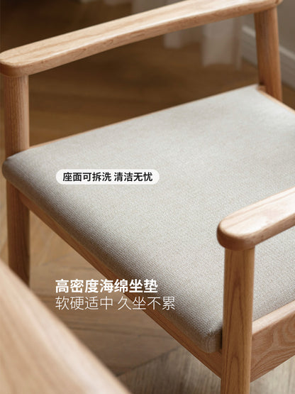新中式茶椅主人椅橡木扶手椅茶台椅子实木软包靠背餐椅