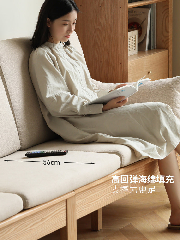 实木现代简约冬夏两用直排沙发北欧客厅布艺沙发