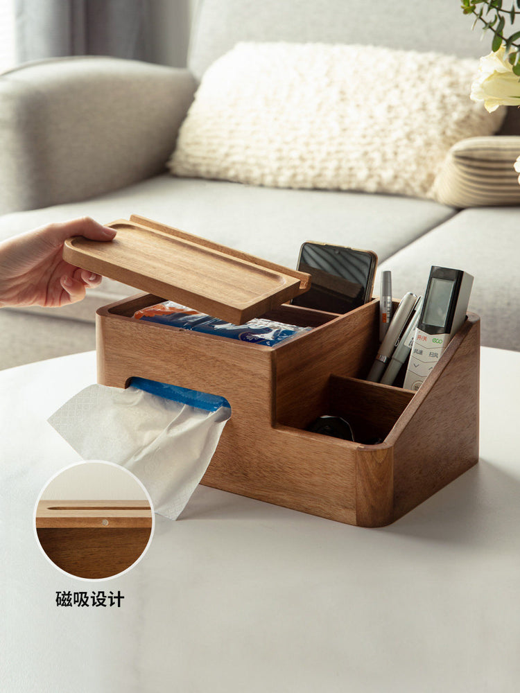 实木纸巾盒简约客厅收纳盒木质餐巾纸盒多功能纸抽盒