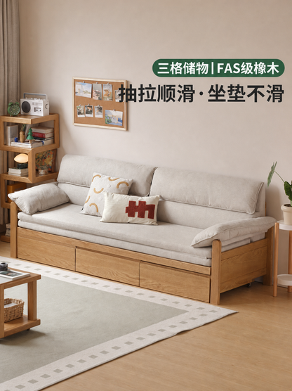 实木沙发床客厅现代简约坐卧两用橡木小户型储物沙发