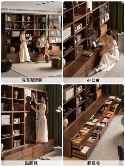 实木组合书房简约储物柜收纳柜展示柜卡座书柜