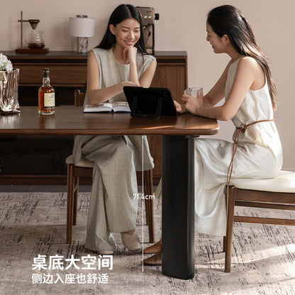 实木餐桌意式轻奢奥斯塔大板桌餐厅胡桃色吃饭长桌子