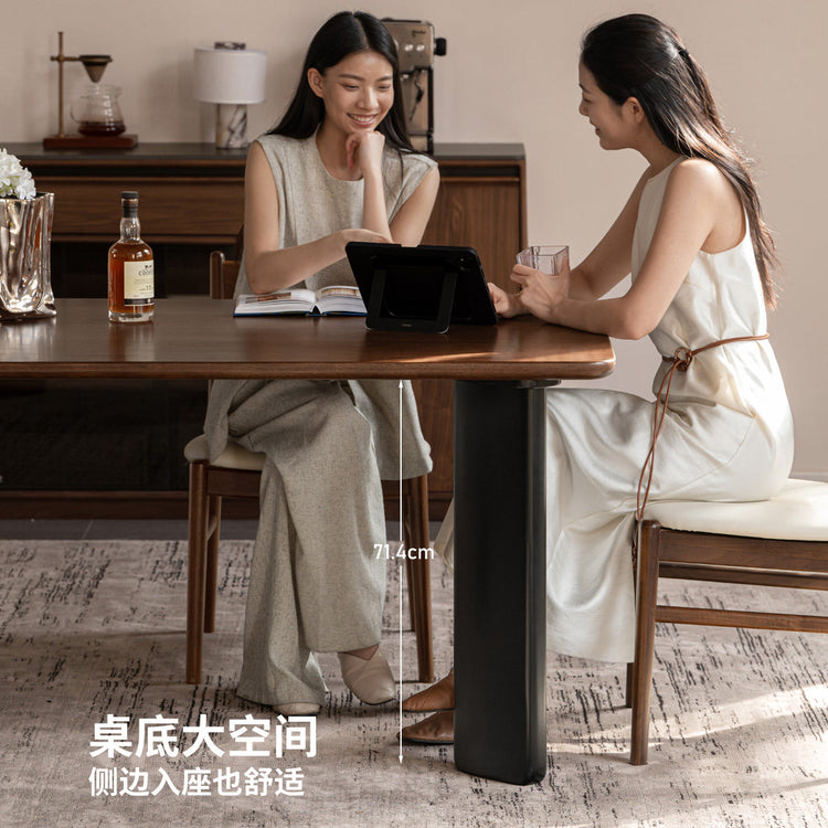 实木餐桌意式轻奢奥斯塔大板桌餐厅胡桃色吃饭长桌子