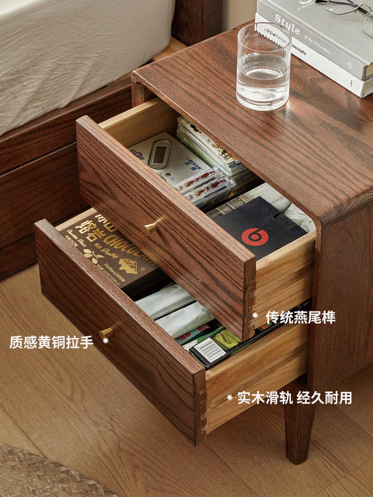 实木床头柜现代简约橡木多功能小柜子北欧卧室床边储物柜