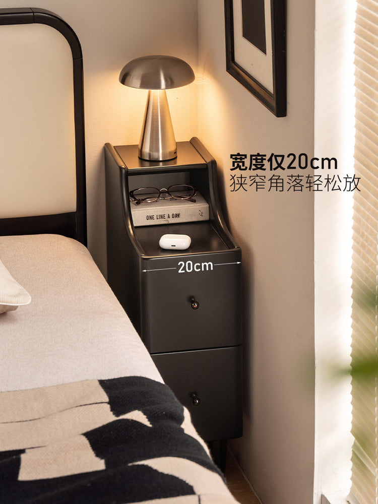 实木床头柜现代简约黑色储物柜卧室小户型超窄收纳柜