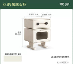 实木床头柜白色奶油风储物柜卧室多功能收纳柜置物柜