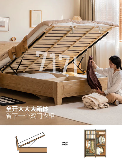 实木床卧室箱体床储物床现代简约高箱床小户型双人收纳床
