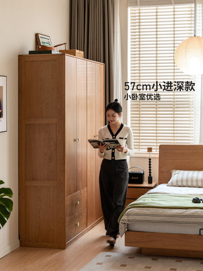 实木衣柜北欧樱桃木组合收纳储物柜卧室原木风衣橱