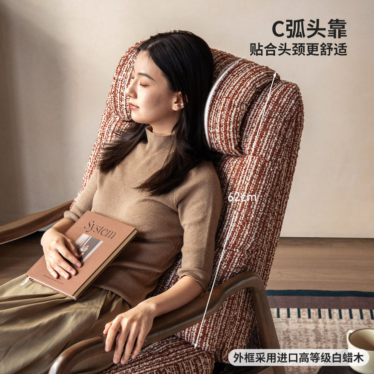 布艺沙发椅美式复古休闲椅客厅可拆洗软包椅休闲躺椅
