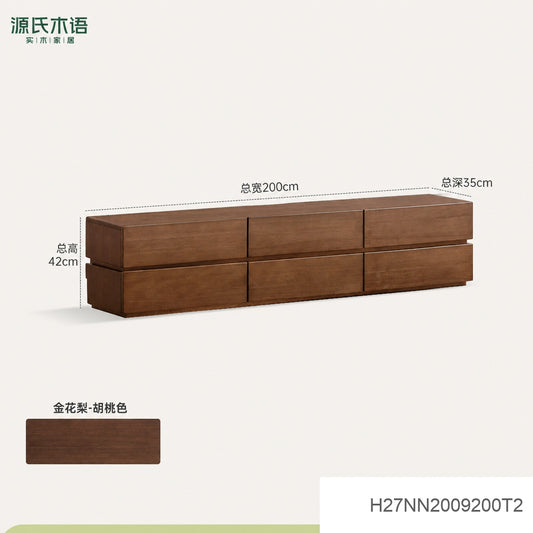 实木电视柜客厅意式轻奢拼接地柜黑胡桃木落地电视机柜