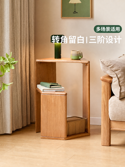 实木置物架客厅简约转角收纳展示架阳台边几创意花架