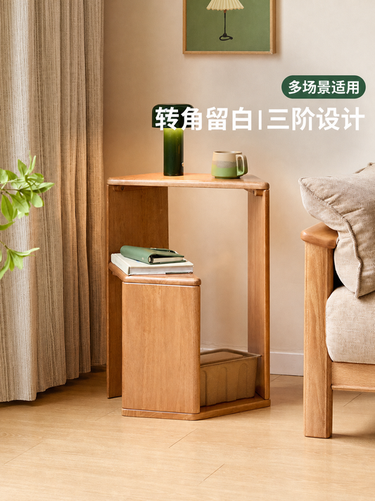 实木置物架客厅简约转角收纳展示架阳台边几创意花架