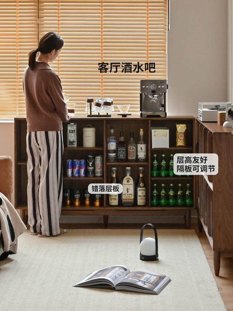 实木书柜现代简约书房展示柜橡木小户型落地格子柜