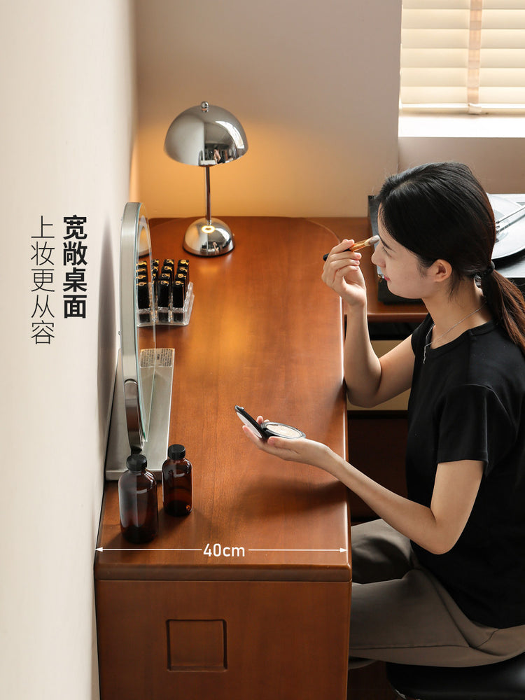 实木化妆桌卧室包豪斯斗柜化妆台中古风旋转梳妆台