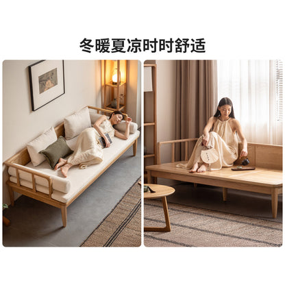 实木罗汉榻客厅新中式橡木冬夏坐卧两用沙发