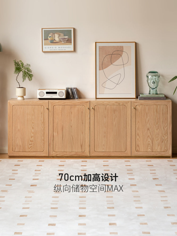 实木电视柜现代简约落地收纳地柜客厅橡木原木风高柜