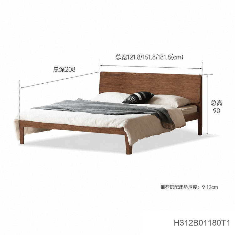 全实木床北美黑胡桃木双人床现代简约主卧大床卧室家具