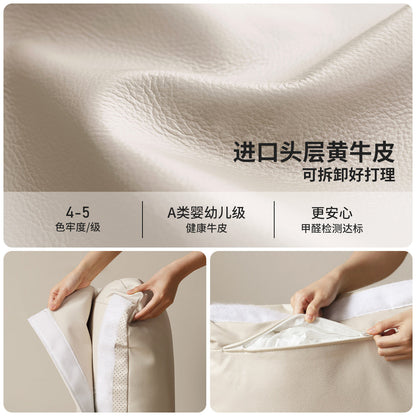 实木床现代简约真皮床卧室互不打扰软靠床胡桃色大床