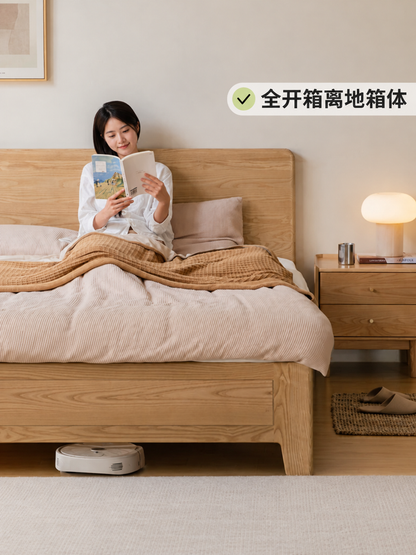 实木床卧室箱体床储物床现代简约高箱床小户型双人收纳床