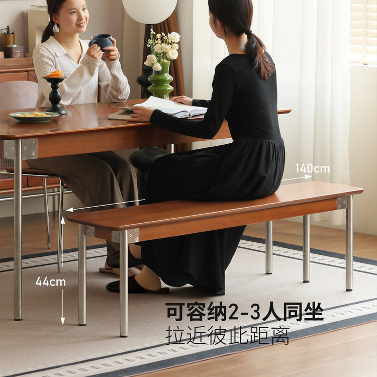 实木长条凳餐厅中古吃饭凳子包豪斯复古休闲长凳板凳