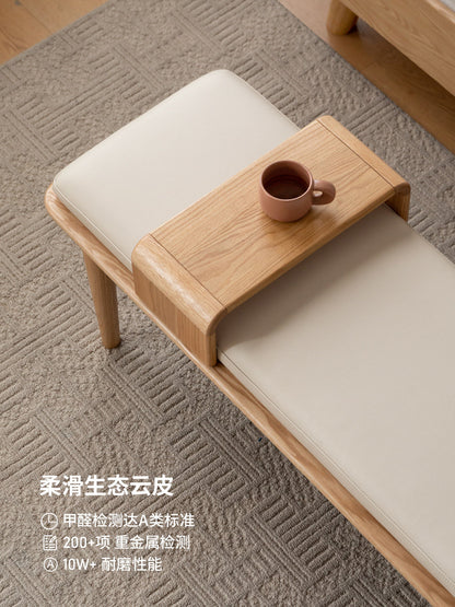 实木长凳现代简约橡木床尾凳休闲长条凳原木软包凳子