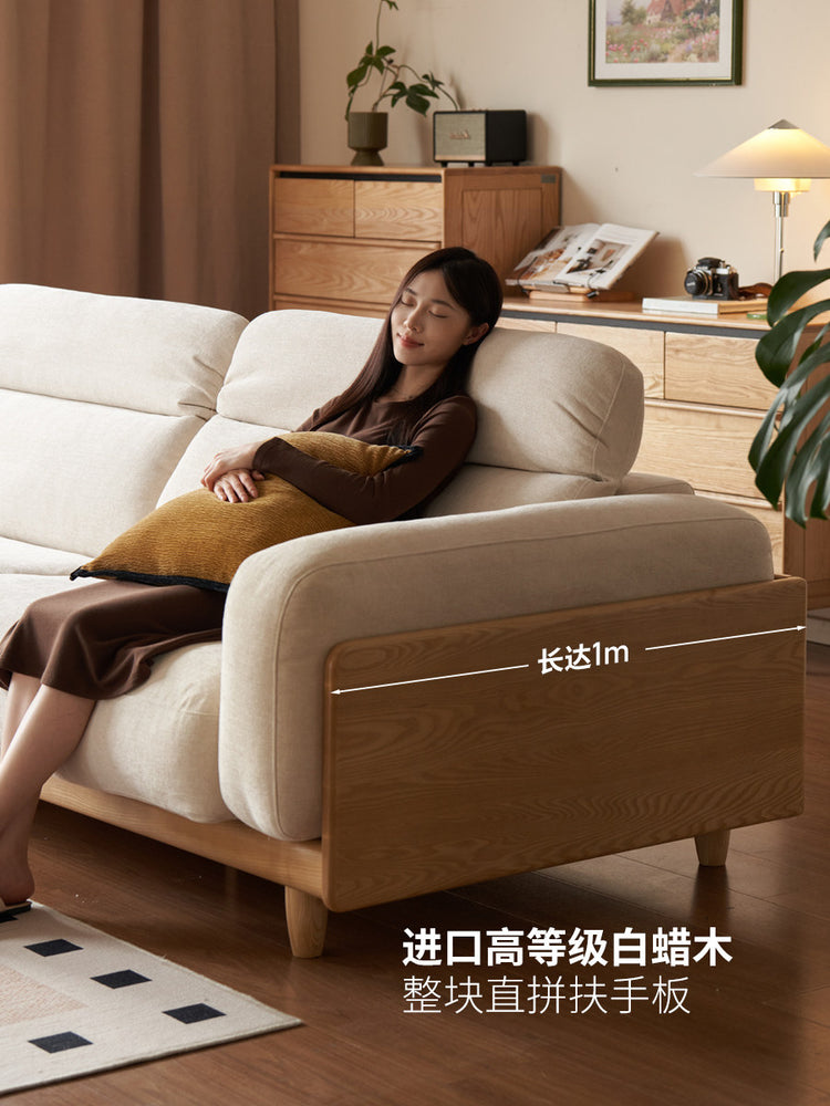 实木客厅现代简约头枕可调白蜡木沙发布艺可拆洗沙发