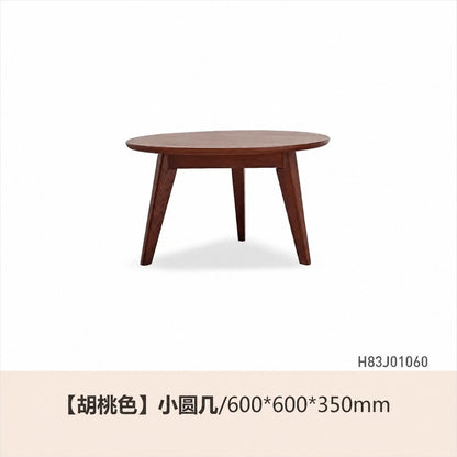 纯实木茶几沙发边几大小组合客厅圆形茶桌小户型原木矮桌