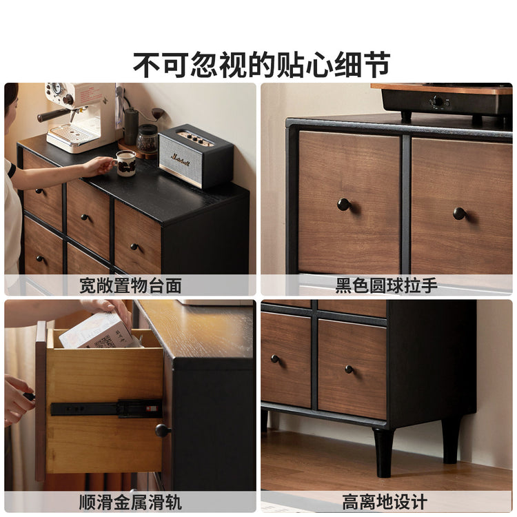 实木斗柜意式轻奢九斗橱卧室黑胡桃木储物柜抽屉柜