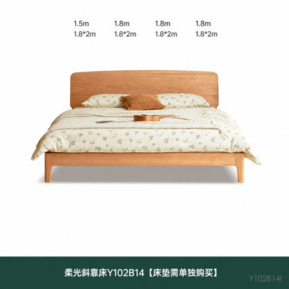 实木床樱桃木复古卧室双人床简约夜光床充电置物大床