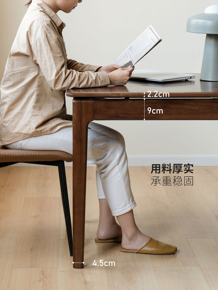 北欧实木书桌双人办公桌书房工作台黑胡桃木长桌桌子