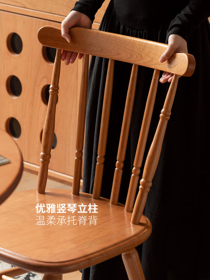实木餐椅餐厅美式复古靠背椅樱桃木餐桌椅休闲椅子