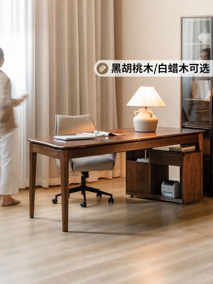 北欧实木书桌双人办公桌书房工作台黑胡桃木长桌桌子