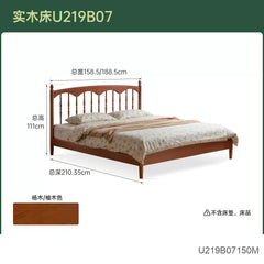 实木床卧室复古温莎床小户型双人床中古风1.8米大床