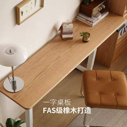 实木电动升降书桌小户型学习桌书房橡木写字窄长桌