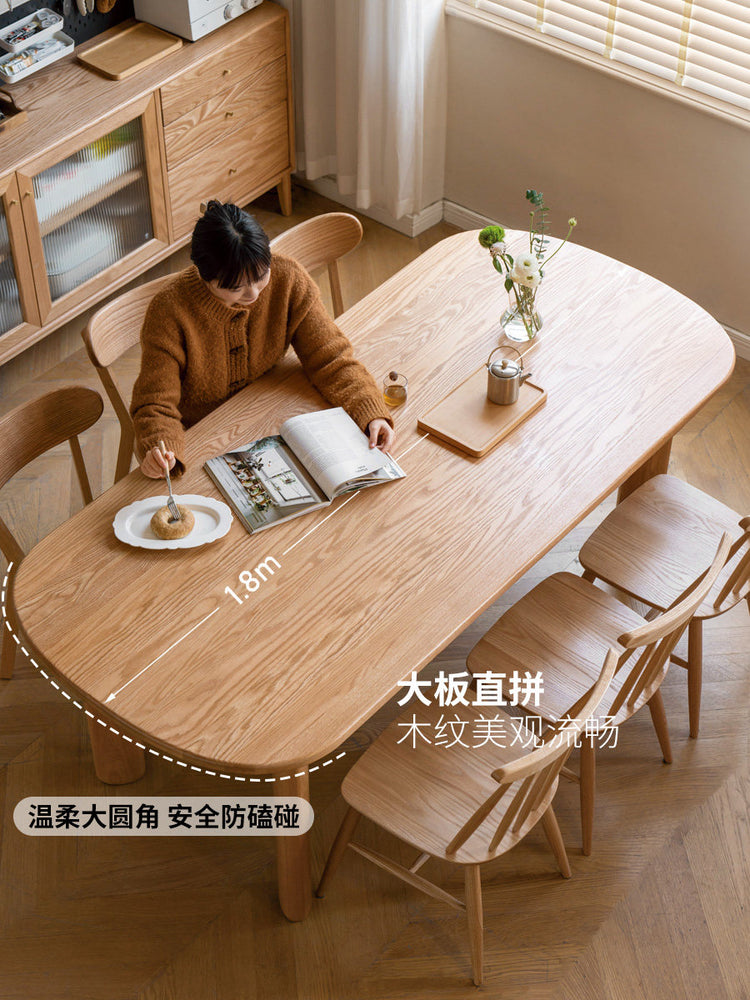 实木大板桌餐厅餐桌橡木圆角饭桌工作台大尺寸长桌子