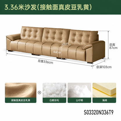 真皮沙发现代简约头层牛皮皮沙发客厅大黑熊直排沙发